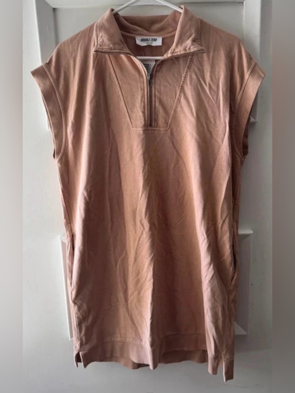 Double Zero Dusty Rose Zip-Front Sleeveless Tunic